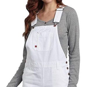 Dickies Women's Denim Bib Overall white size small